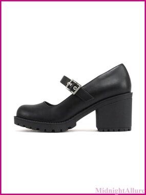 Women's Mary Jane Pump Mid Chunky Block Heel Lug Sole Adjustable Strap